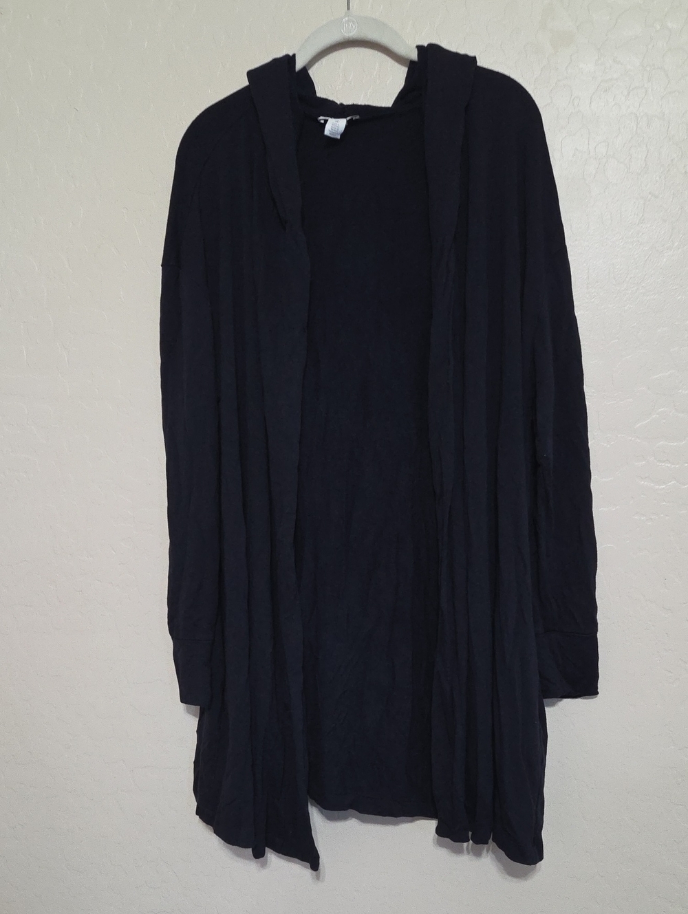 Daily Ritual Navy Open-Front Hooded Long Cardigan